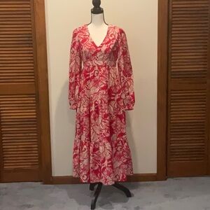 Floral Red and White Women's Dress